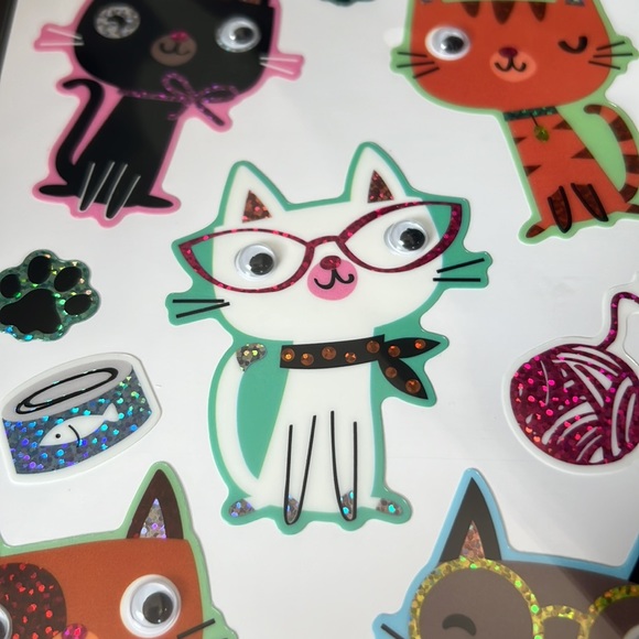 🆕 NEW Laser Stickers with Cat Googly Eyes Autocollants chats avec yeux remuants - Picture 3 of 7